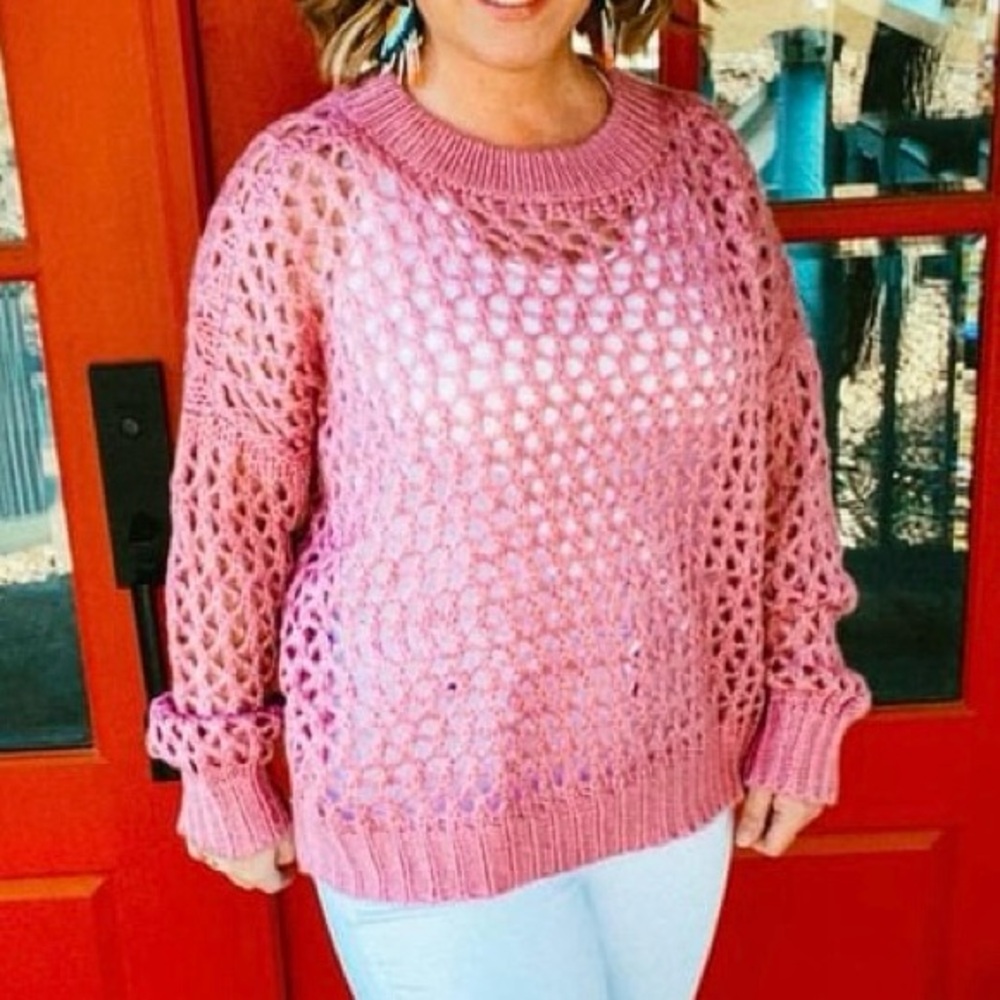 Kori Pink Open-Knit Women's Sweater